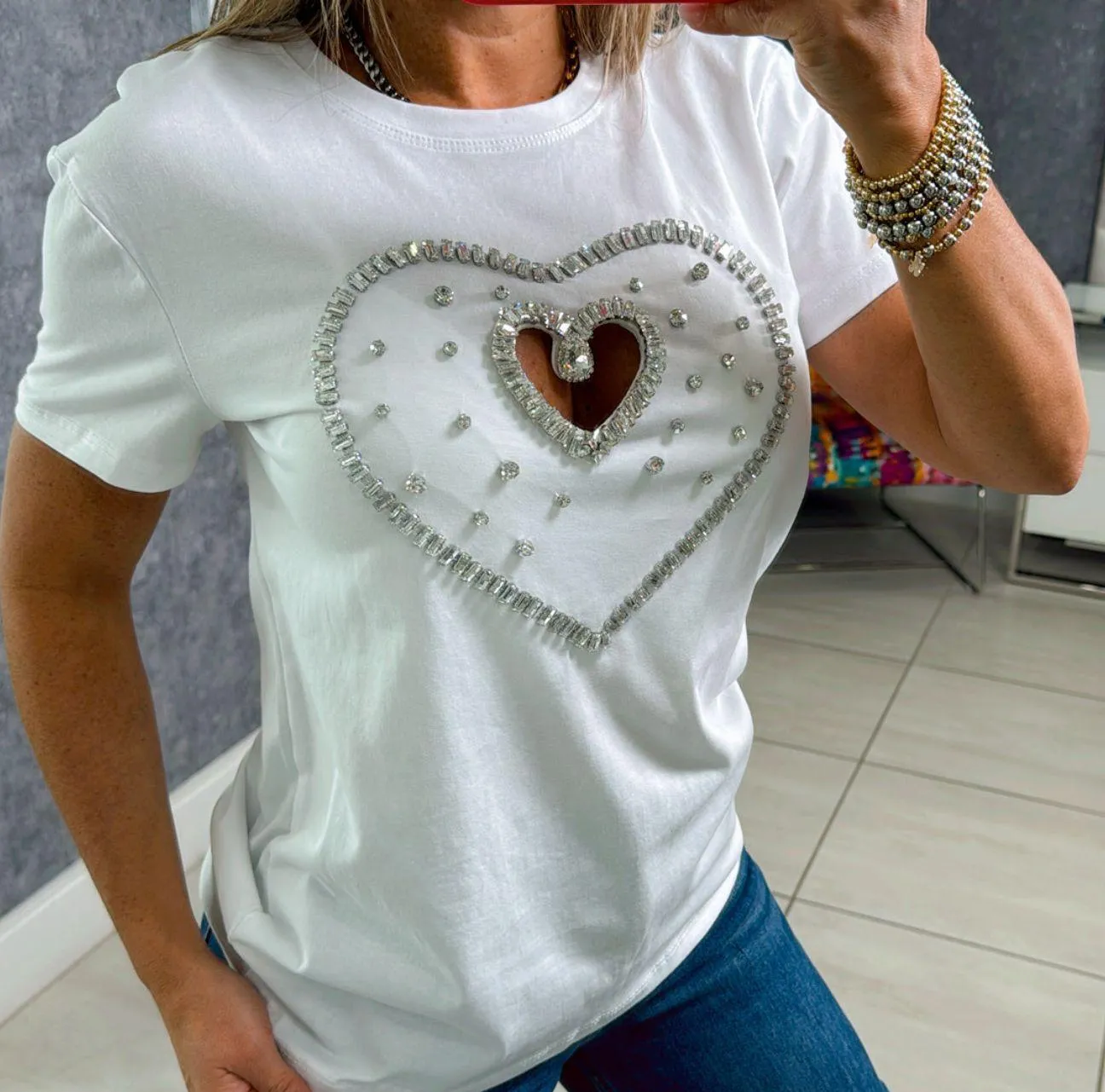 1847 Cut-out heart detail T-shirt