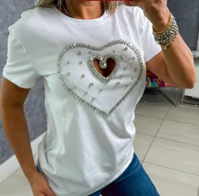 1847 Cut-out heart detail T-shirt