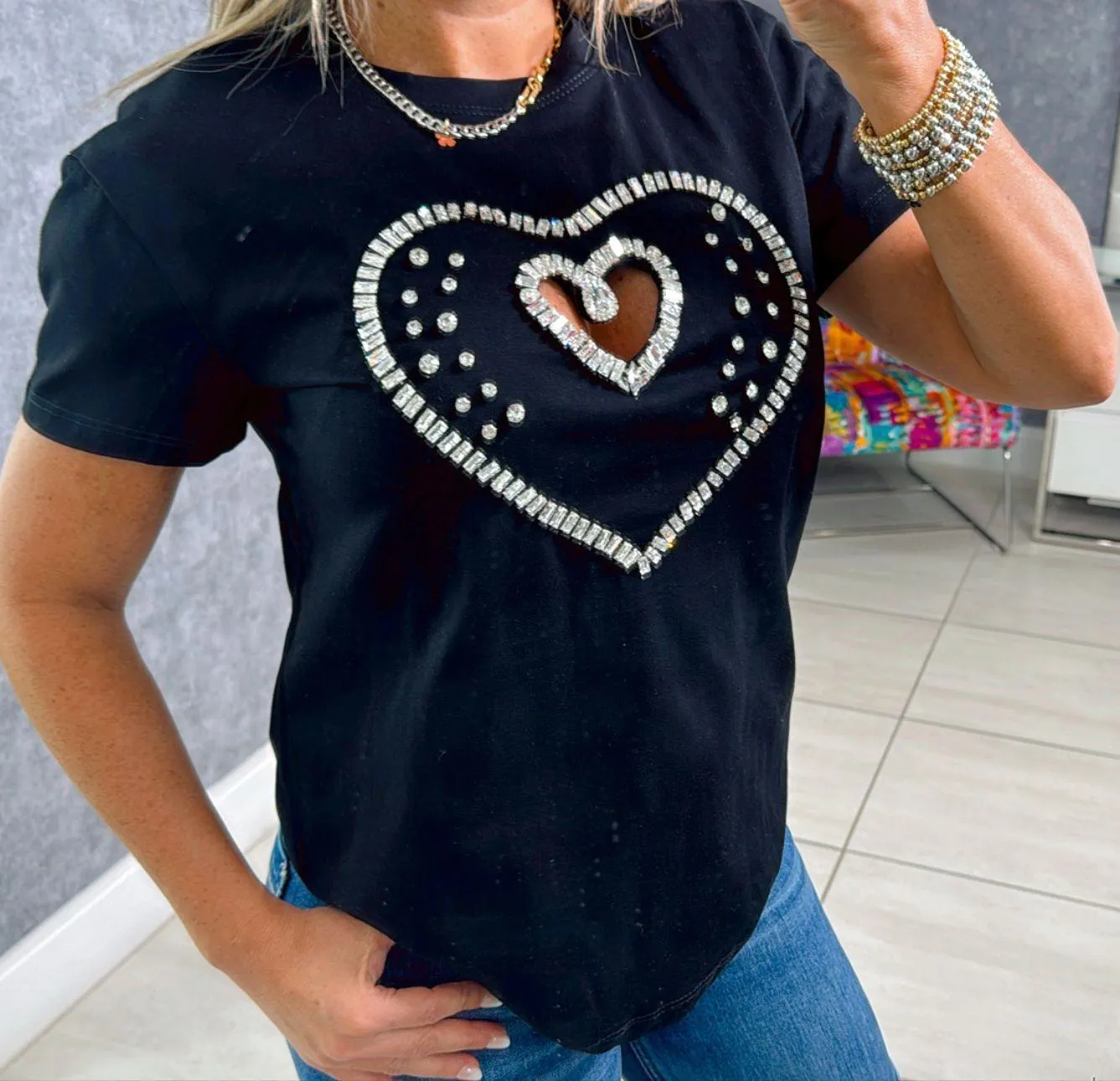 1847 Cut-out heart detail T-shirt