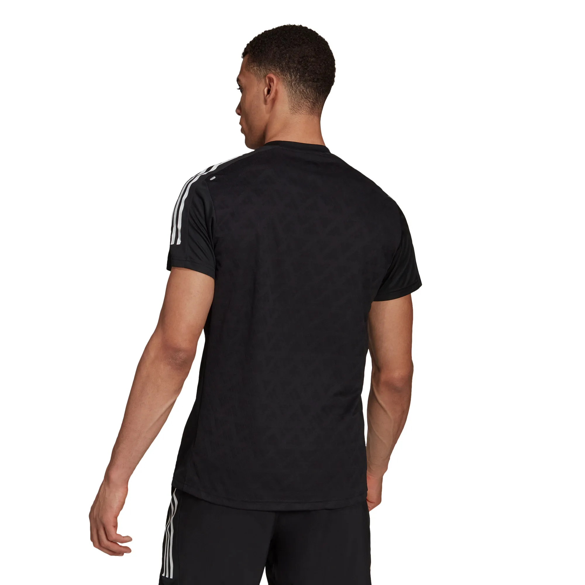 Adidas Men&#x27;s Own The Run Tee 3-Stripes Running Tee Black/Black/White | Buy Adidas Men&#x27;s Own The Run Tee 3-Stripes Running Tee Black/Black/White here | Outnorth