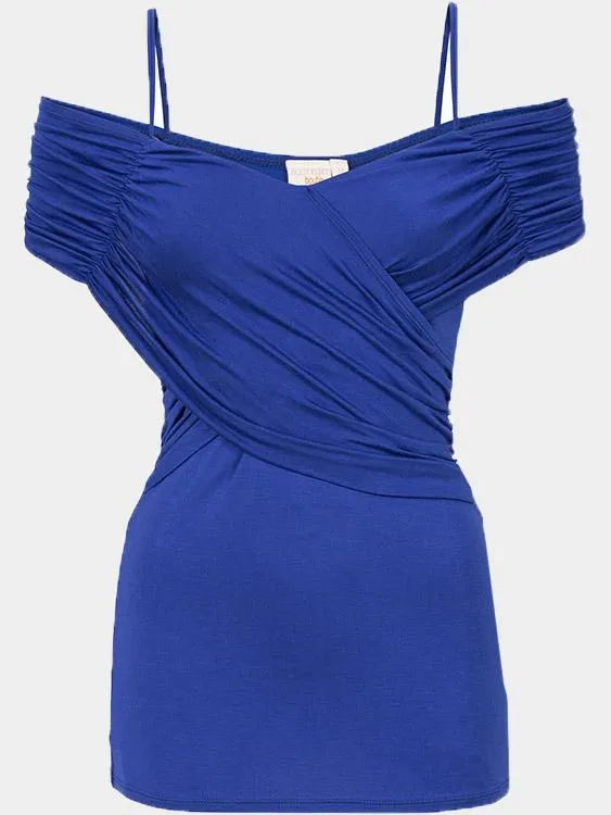 Bateau Crossed Front Short Sleeve Royal T-Shirts