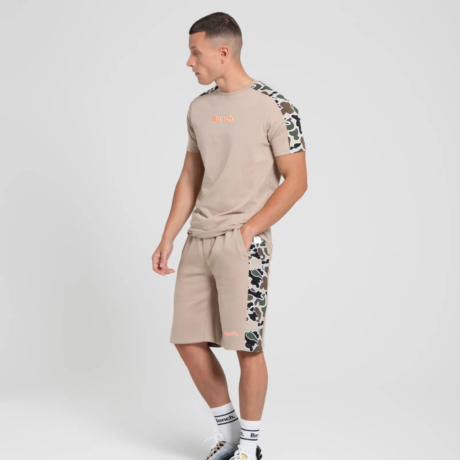 Bench Mens Chuckles Short Sleeve Camo Detail T Shirt