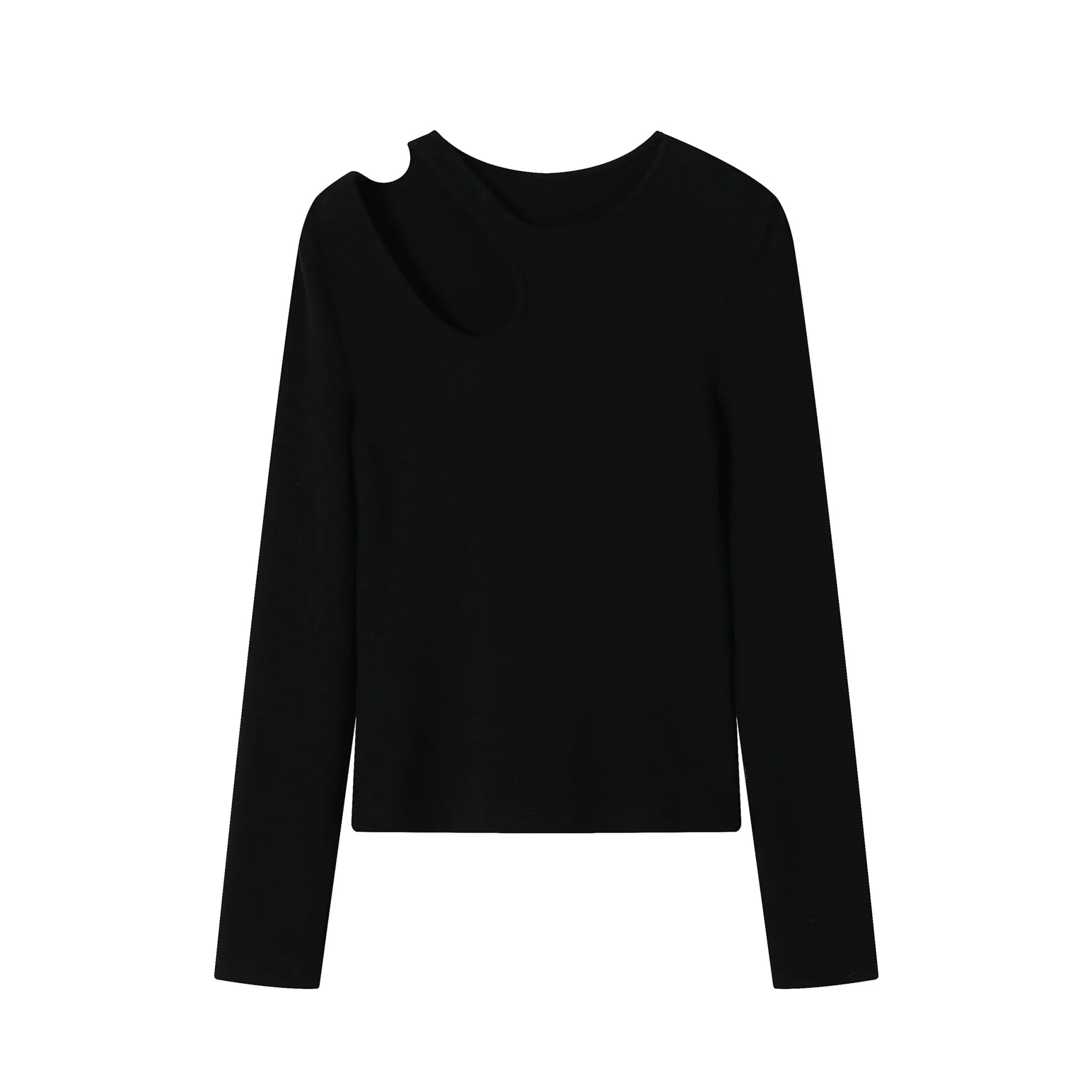 Black Cut-out Bottoming Shirt