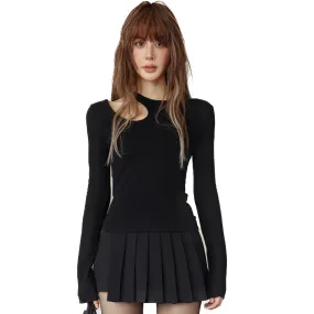 Black Cut-out Bottoming Shirt