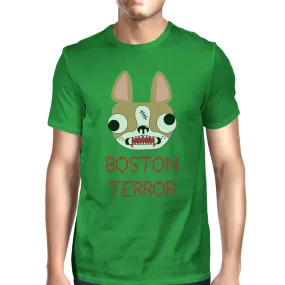 Boston Terror Terrier Mens Green Shirt