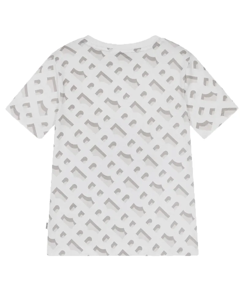 Boys White B Monogram T-Shirt