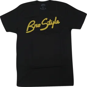 Bro Style Script Short Sleeve T-Shirt - Size: SMALL Black