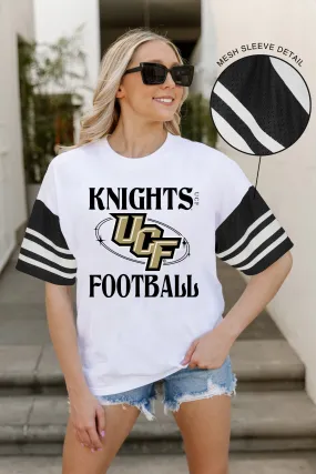 CENTRAL FLORIDA KNIGHTS STARTING LINEUP VINTAGE LOOK SHORT SLEEVE SPORTS STRIPE RAGLAN TEE