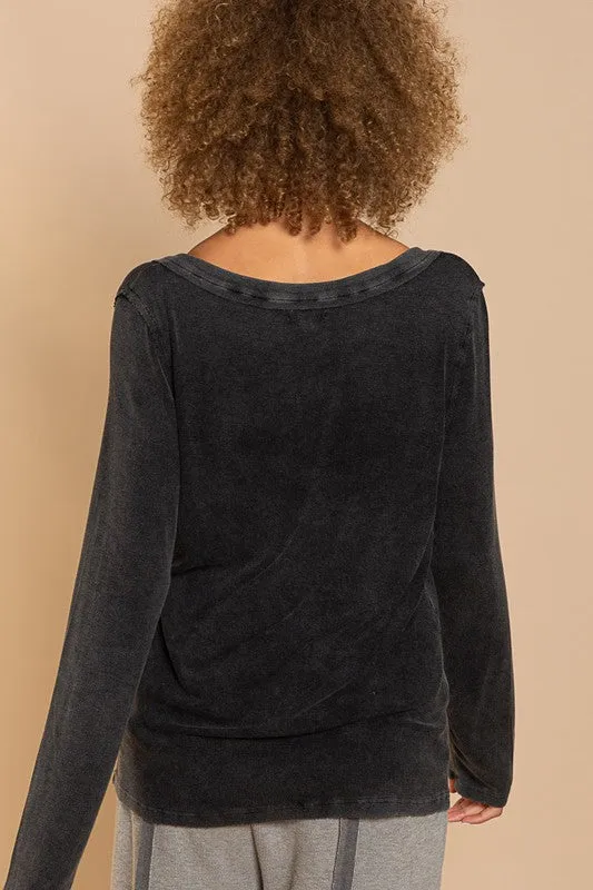 Cici V-neck Button Down Long Sleeve Top