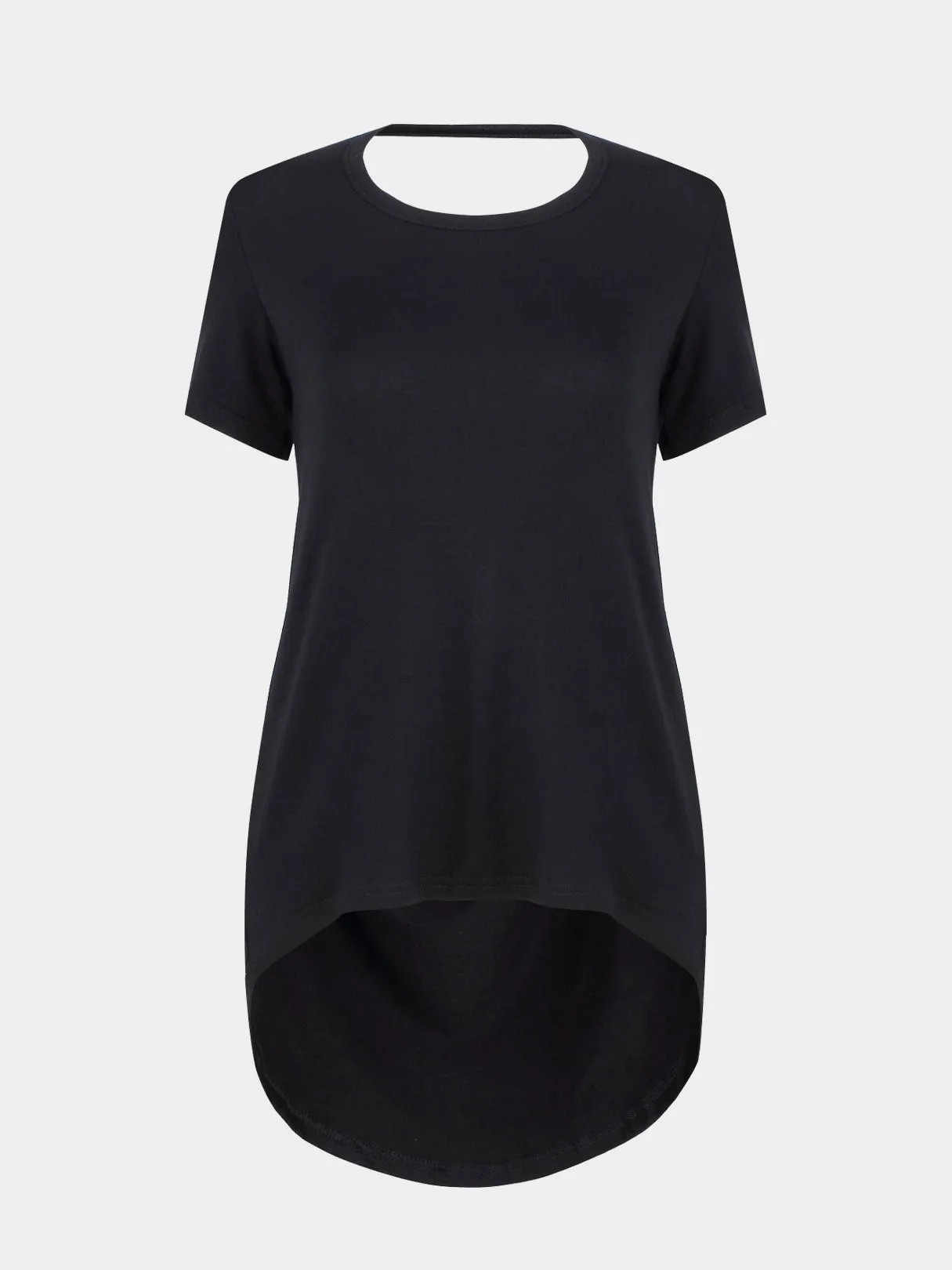 Custom Crew Neck Backless Cut Out Black T-Shirts