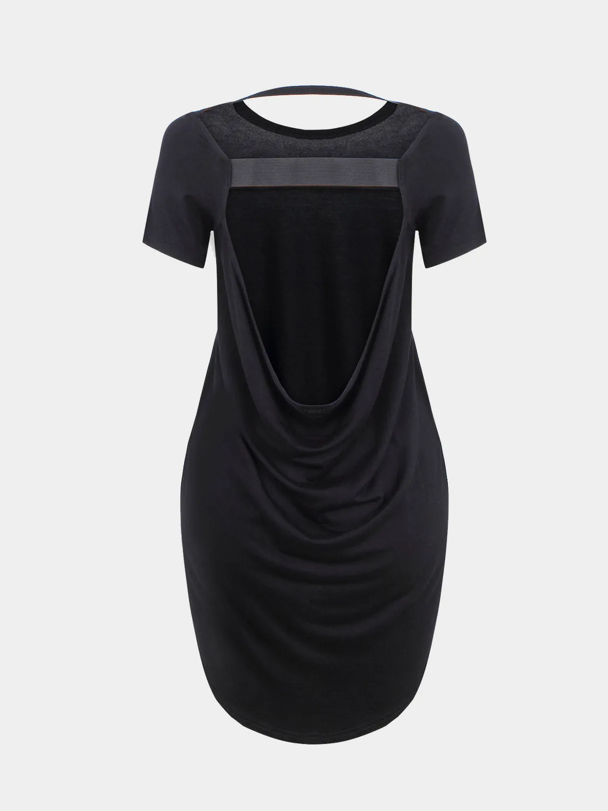 Custom Crew Neck Backless Cut Out Black T-Shirts