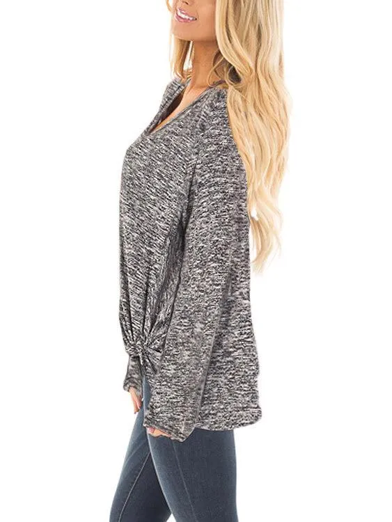 Custom Crossed Front Cut Out Long Sleeve T-Shirts