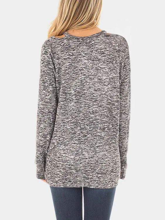 Custom Crossed Front Cut Out Long Sleeve T-Shirts