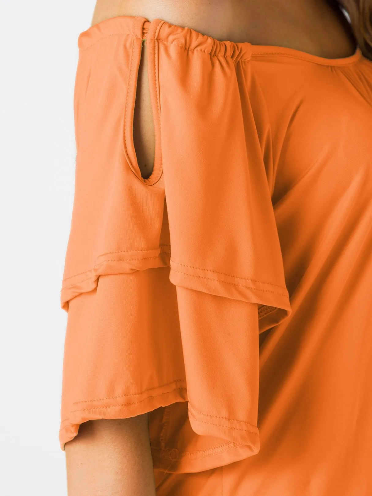 Custom Off The Shoulder Plain Tiered Half Sleeve Top