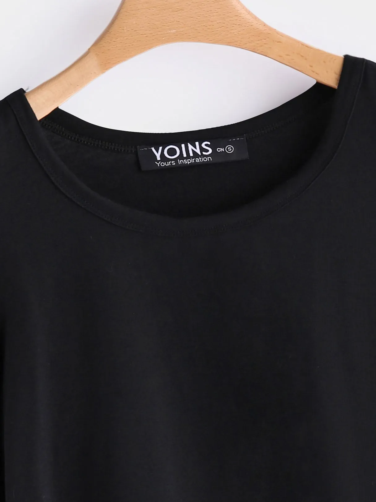 Custom Plain Lace-Up Cut Out Long Sleeve Black Top