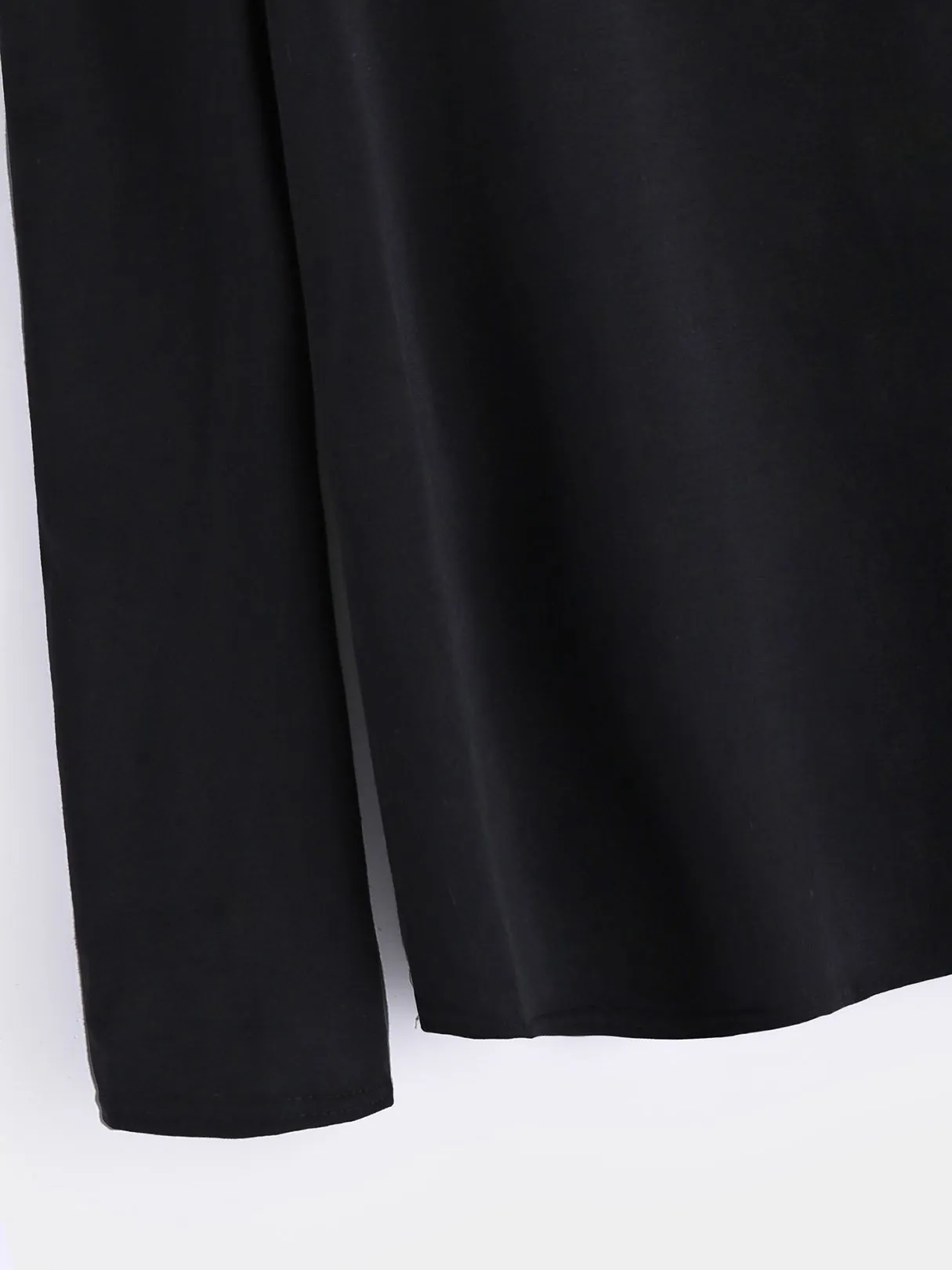 Custom Plain Lace-Up Cut Out Long Sleeve Black Top