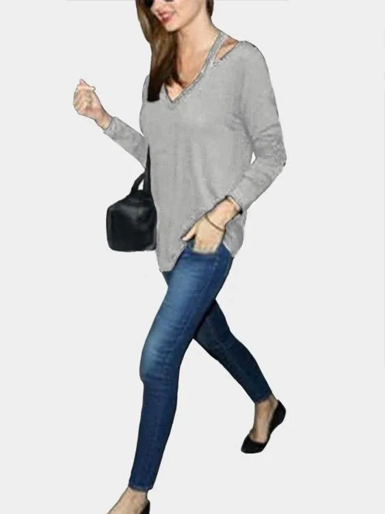Custom Pullover Cut Out Long Sleeve T-Shirts