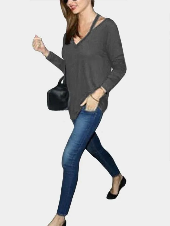 Custom Pullover Cut Out Long Sleeve T-Shirts