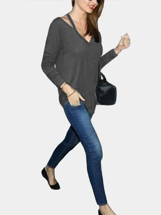 Custom Pullover Cut Out Long Sleeve T-Shirts