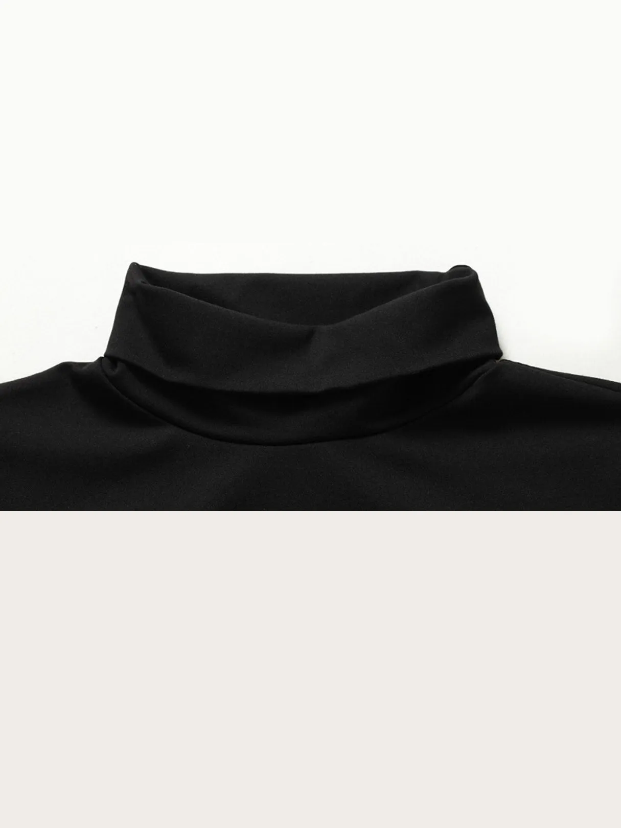 Custom Roll Neck Cut Out Long Sleeve Black Top