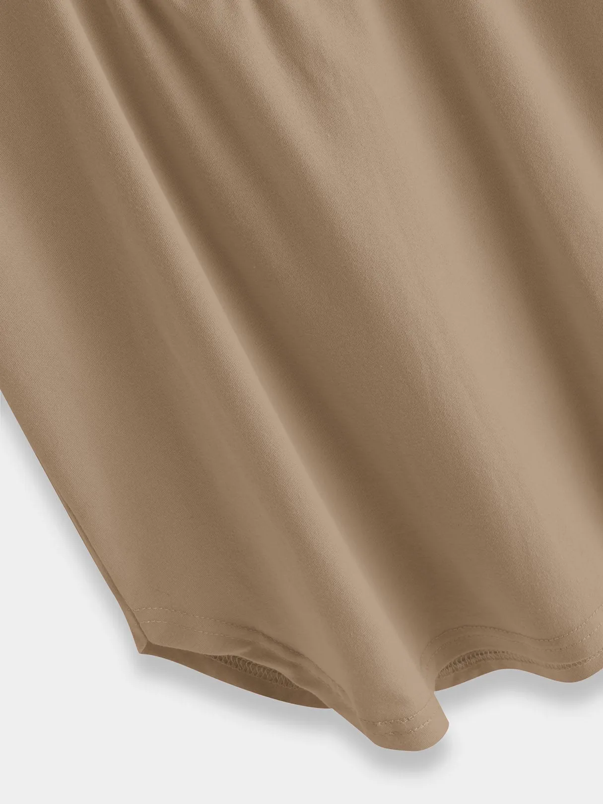 Custom Round Neck Cut Out Short Sleeve Khaki Top