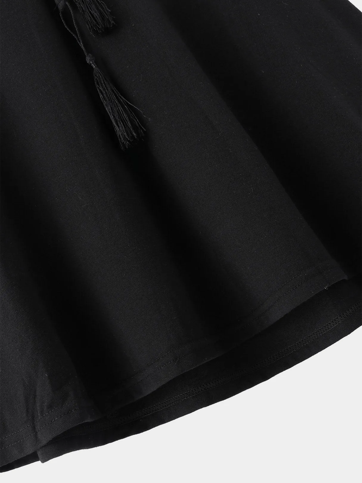 Custom Round Neck Lace Lace-Up Cut Out Short Sleeve Black T-Shirts