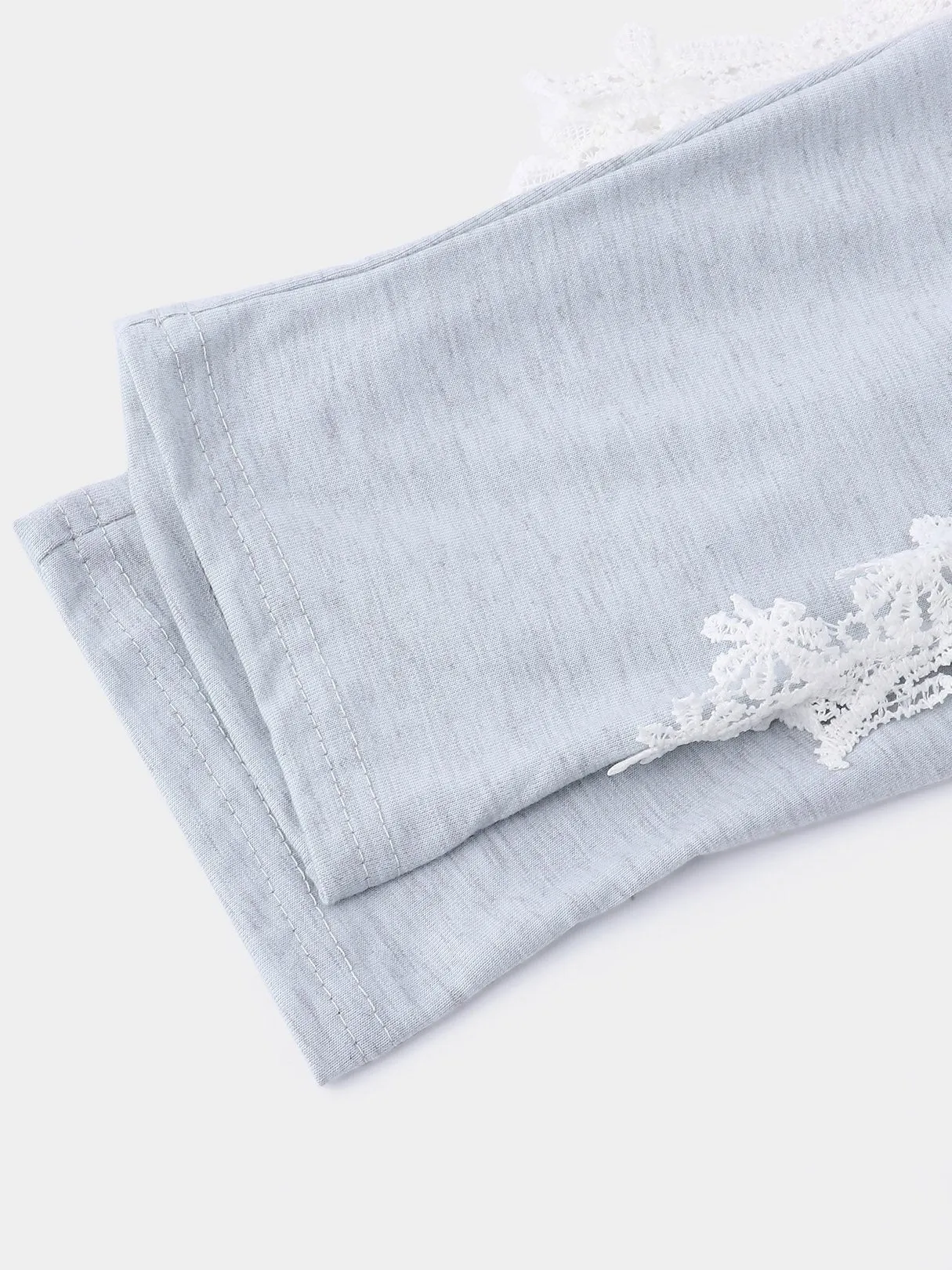 Custom Round Neck Plain Lace Cut Out Long Sleeve Grey T-Shirts