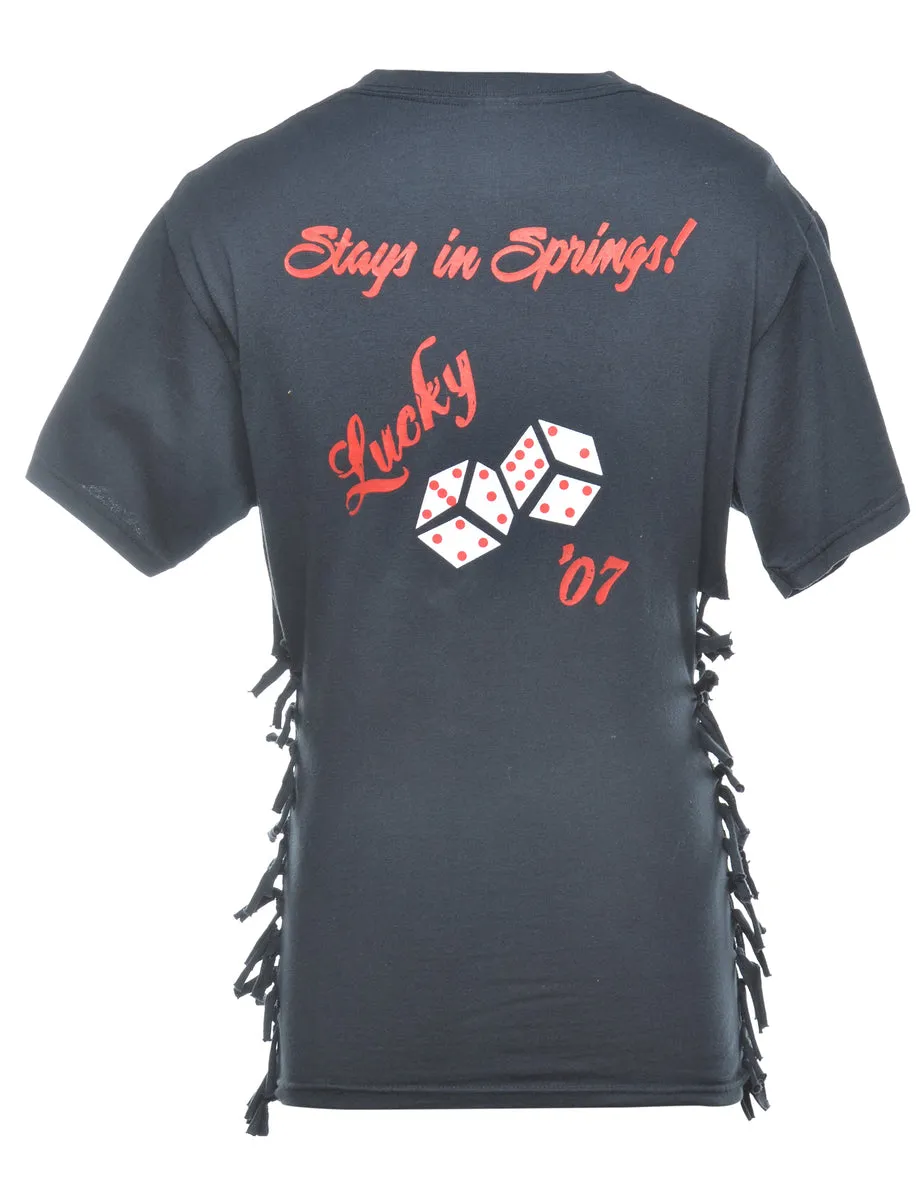 Cut Out Detailing Printed T-shirt - M