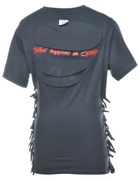 Cut Out Detailing Printed T-shirt - M