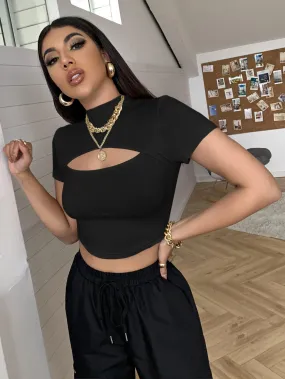 Cut Out Front Crop Tee