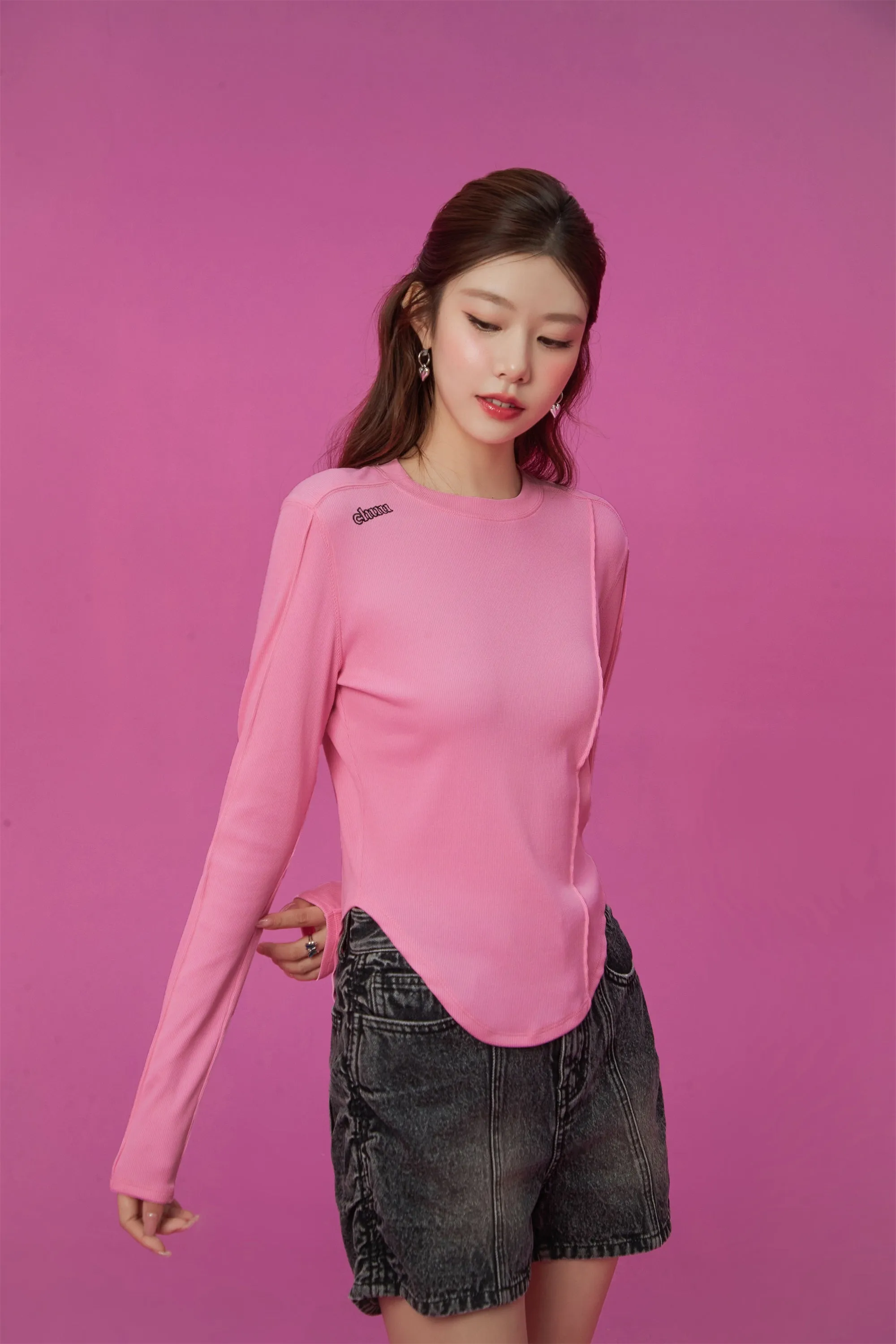 Embroidery Side Cut T-Shirt