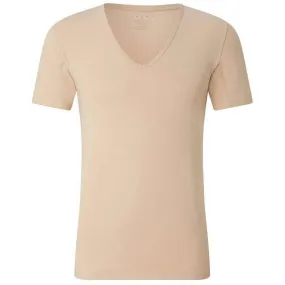 Falke Daily Climate Control Deep V-Neck T-Shirt - Camel Brown