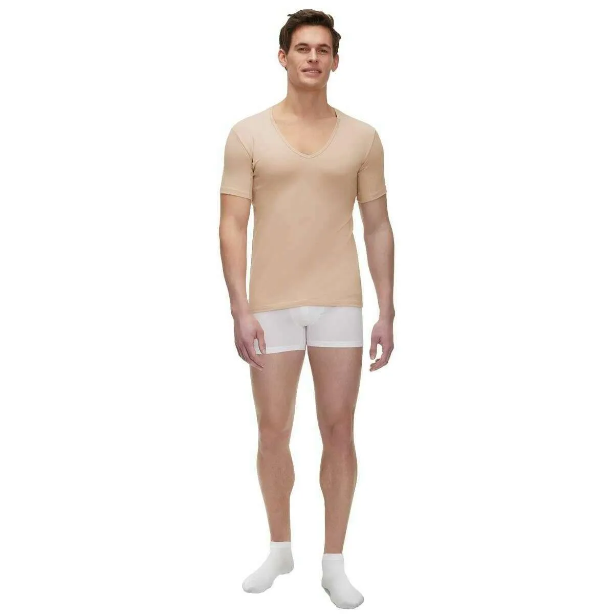 Falke Daily Climate Control Deep V-Neck T-Shirt - Camel Brown