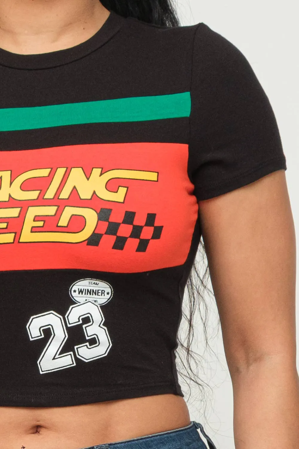 Front Racing Speed Screen Print Top