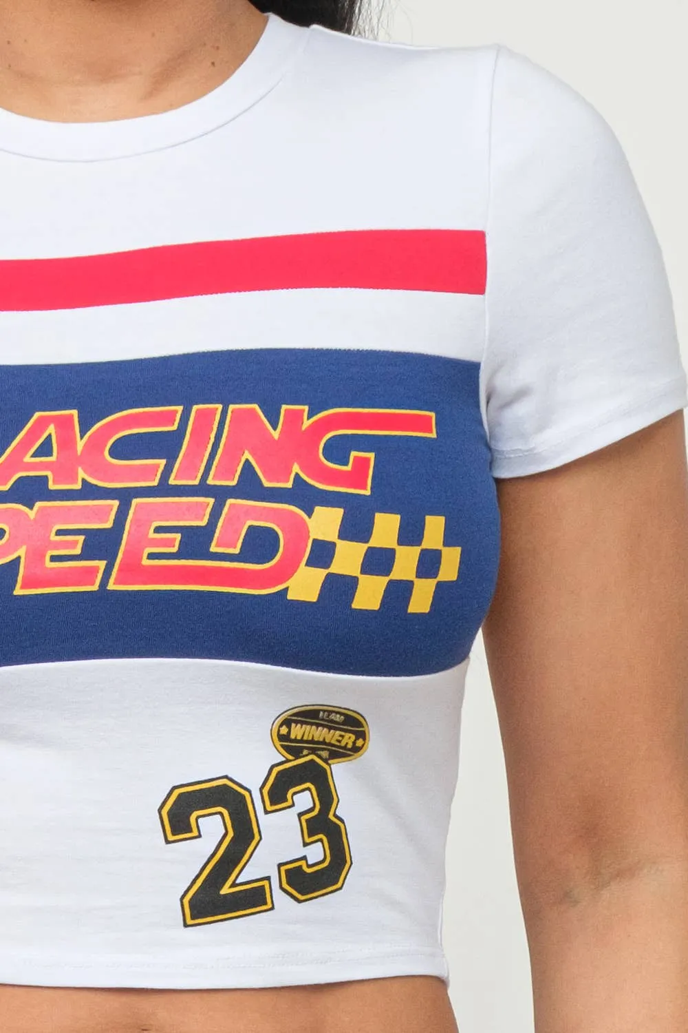 Front Racing Speed Screen Print Top