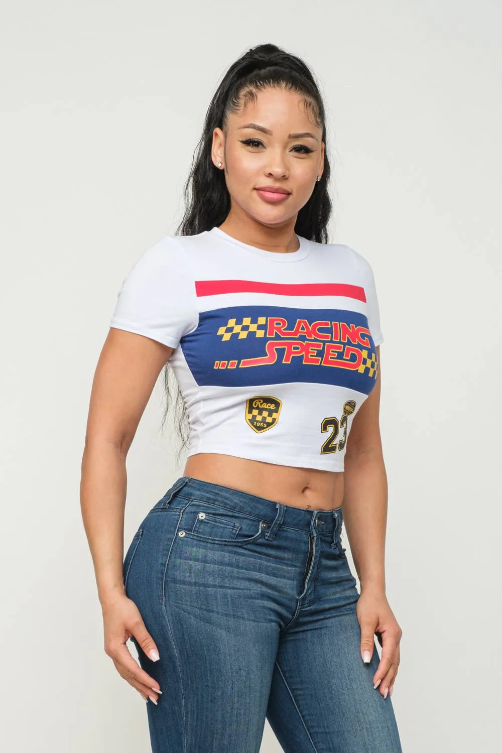 Front Racing Speed Screen Print Top
