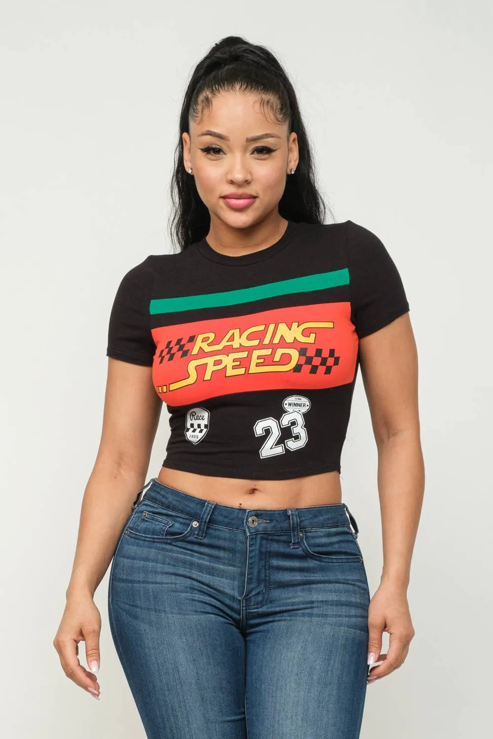 Front Racing Speed Screen Print Top