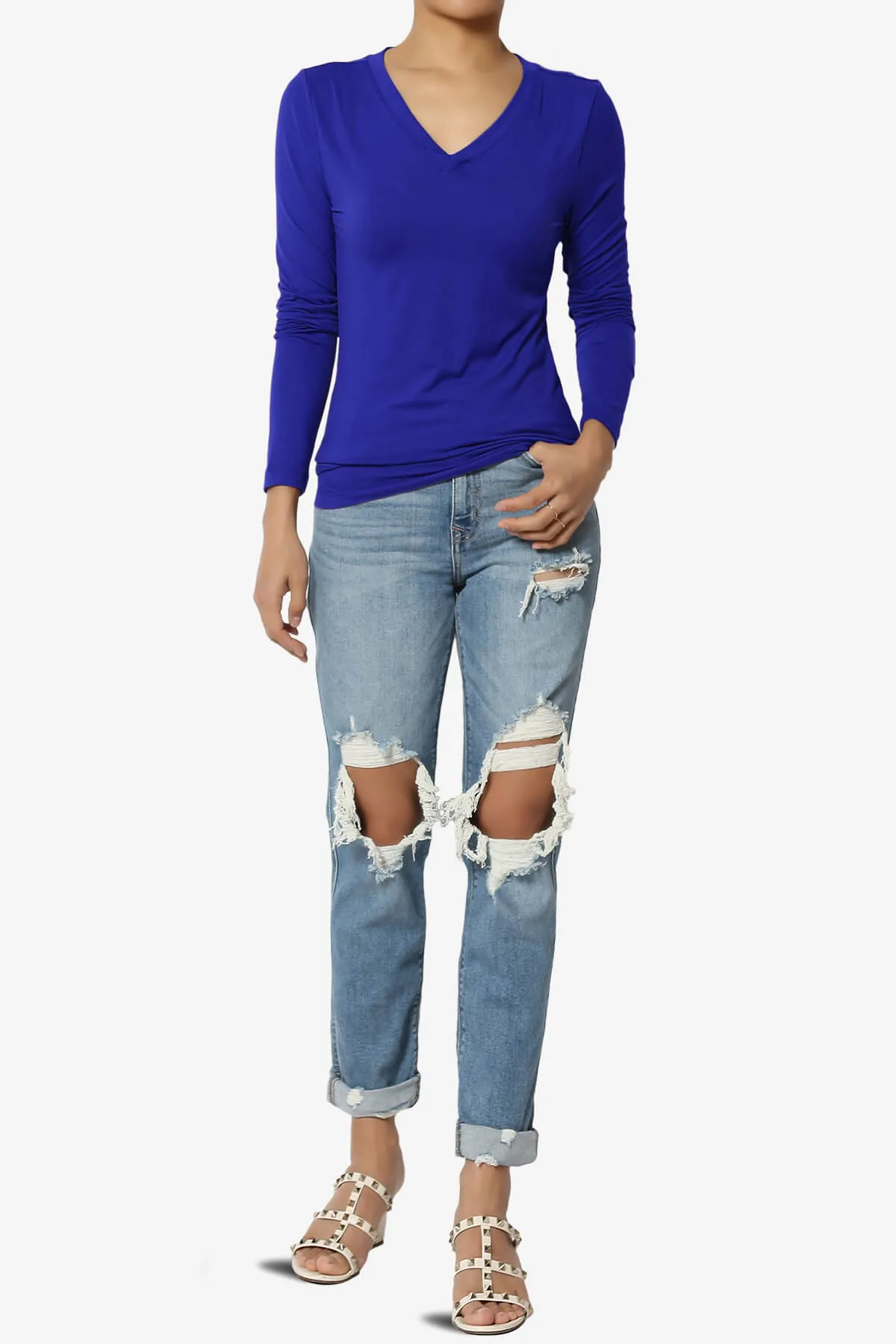 Gaia Microfiber V-Neck Long Sleeve T-Shirt PLUS