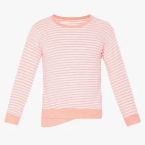 Girls Regular Fit Striped Sweat Tee