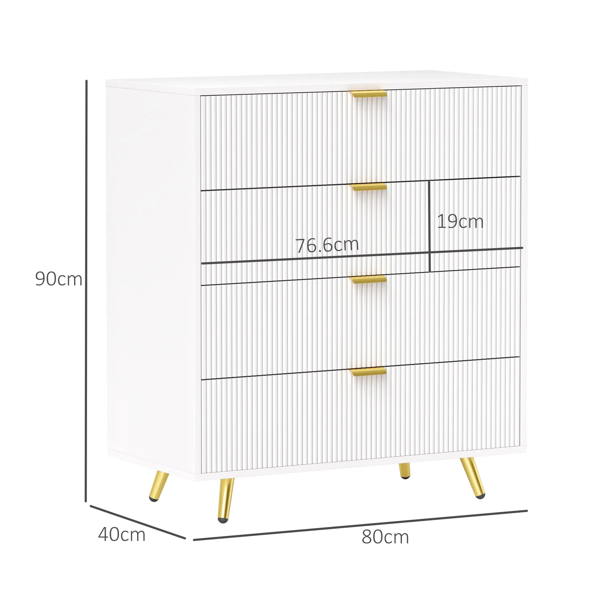 HOMCOM Chest of Drawers with 4 Drawers for Bedroom, Living Room