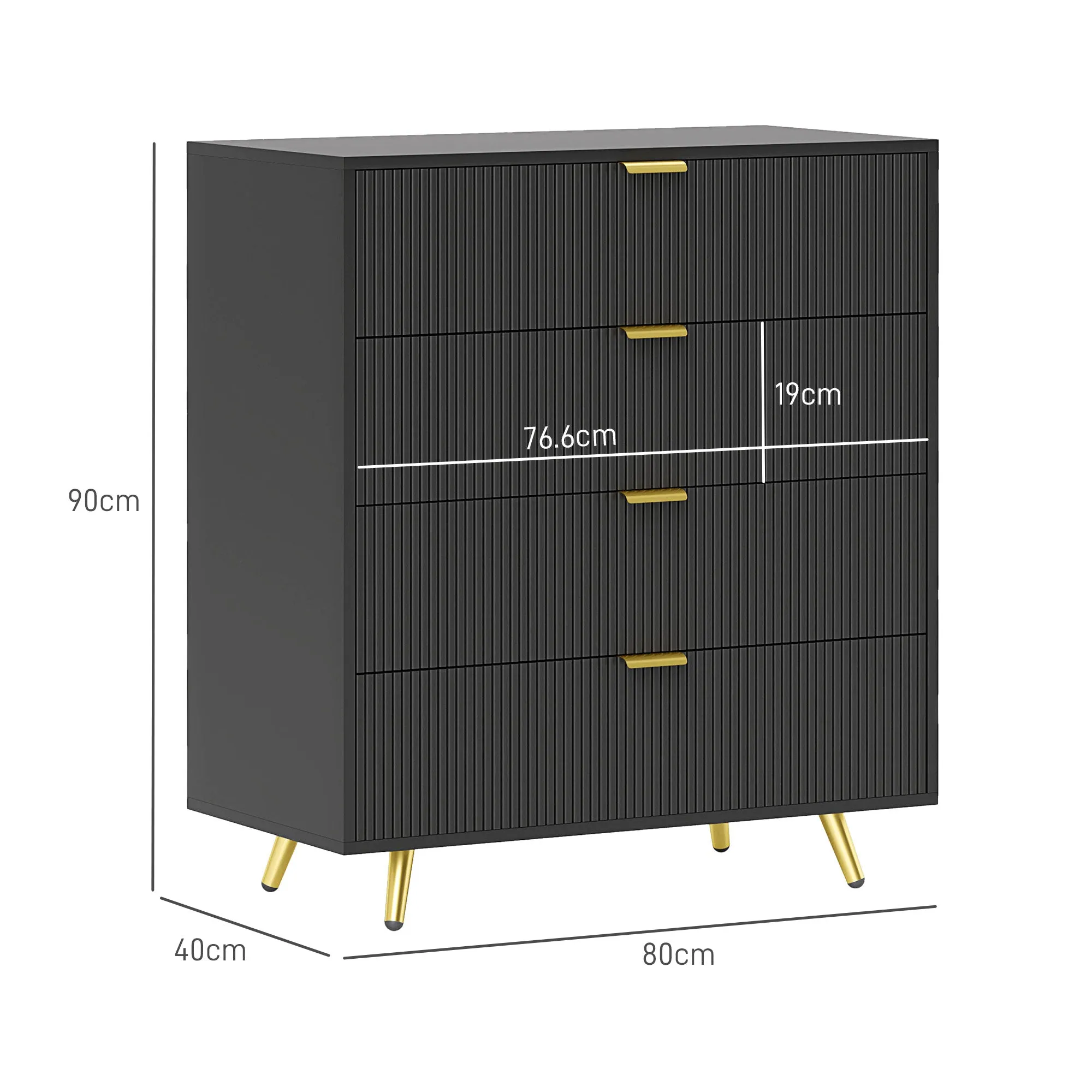 HOMCOM Chest of Drawers with 4 Drawers for Bedroom, Living Room
