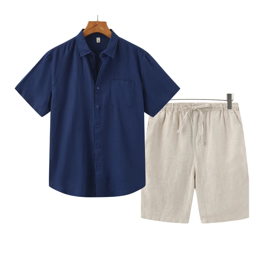 Icarus Linen Shorts Set - Lightweight Casual T-Shirt for Effortless Summer Style