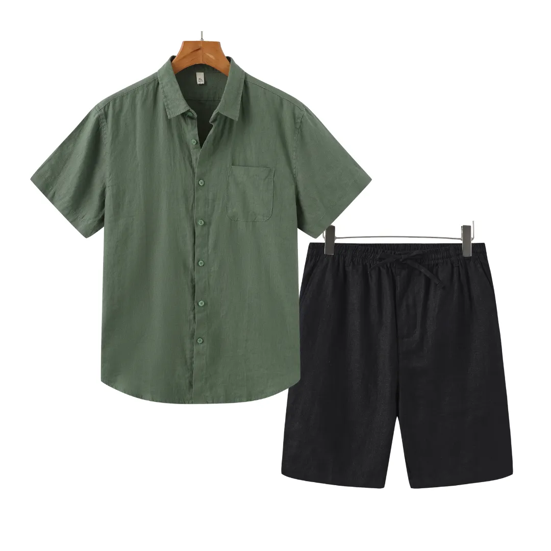 Icarus Linen Shorts Set - Lightweight Casual T-Shirt for Effortless Summer Style
