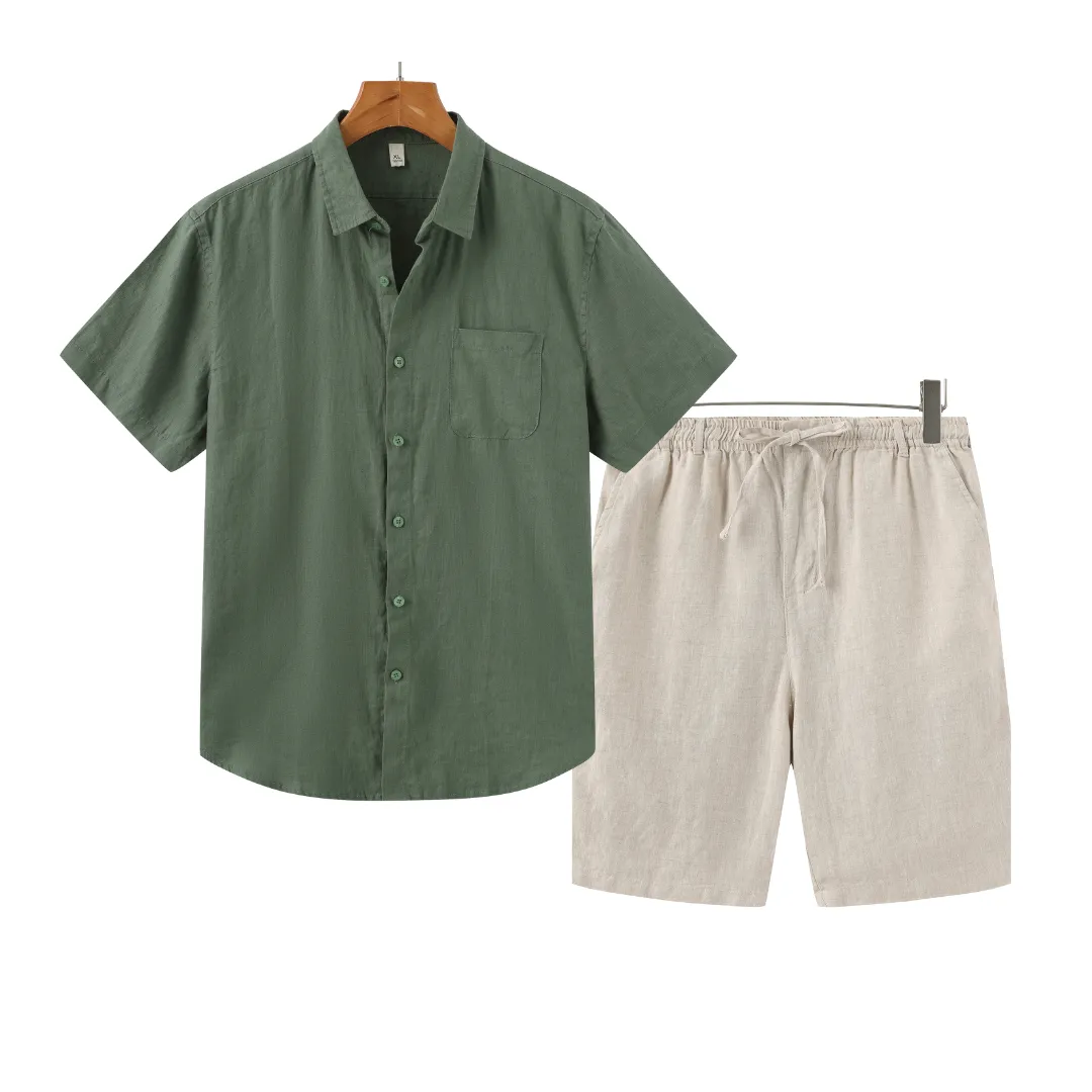 Icarus Linen Shorts Set - Lightweight Casual T-Shirt for Effortless Summer Style