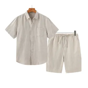 Icarus Linen Shorts Set - Lightweight Casual T-Shirt for Effortless Summer Style
