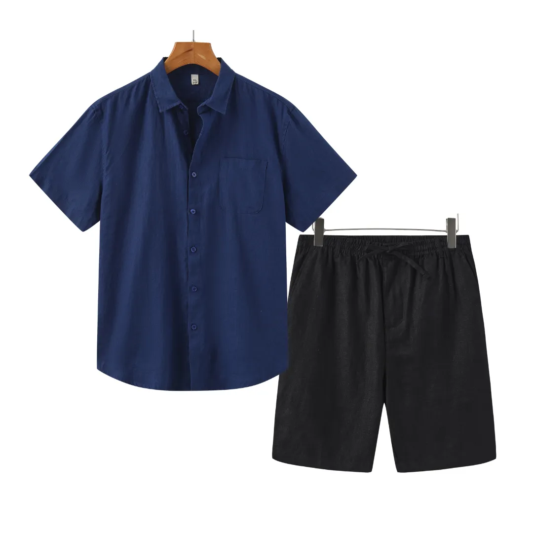 Icarus Linen Shorts Set - Lightweight Casual T-Shirt for Effortless Summer Style