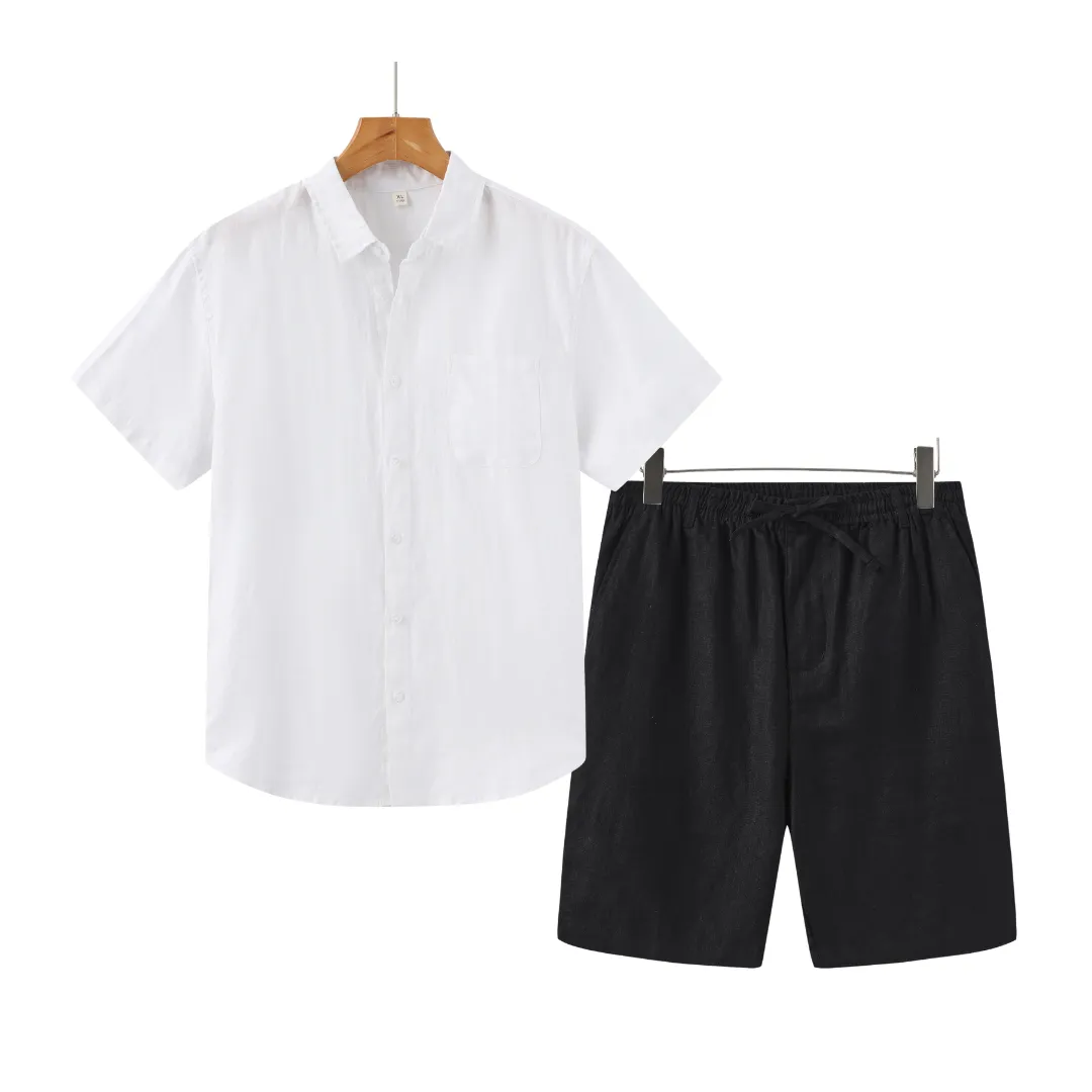 Icarus Linen Shorts Set - Lightweight Casual T-Shirt for Effortless Summer Style