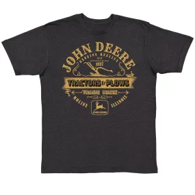 John Deere Men's Tractors & Plows Black Heather Tee
