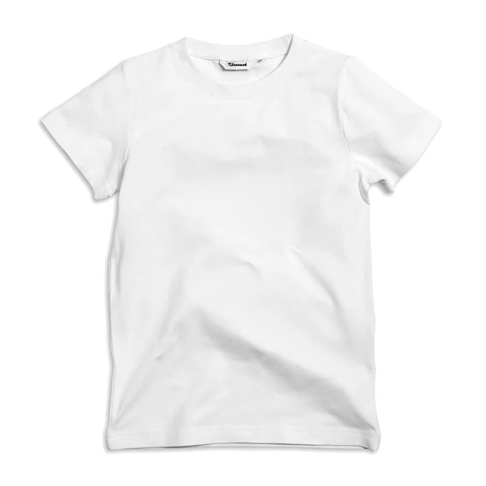 Khanomak Kids Girls Short Sleeve Solid Plain 100% Cotton Crew Neck T-shirts in Various Colors