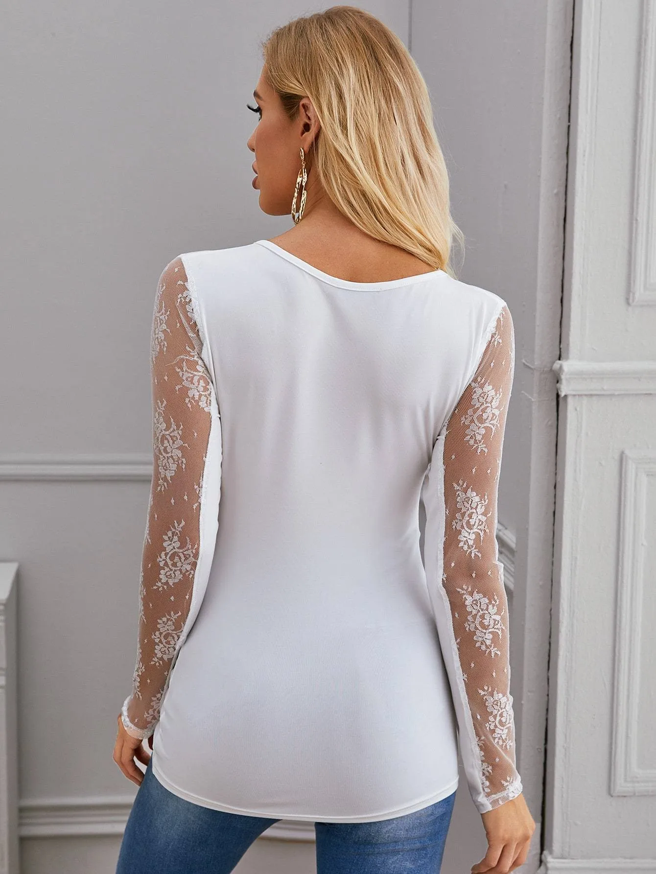 Lace Detail Slim Tee